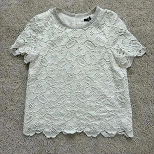 Rachel Zoe Top White Floral Lace Blouse- Size 4